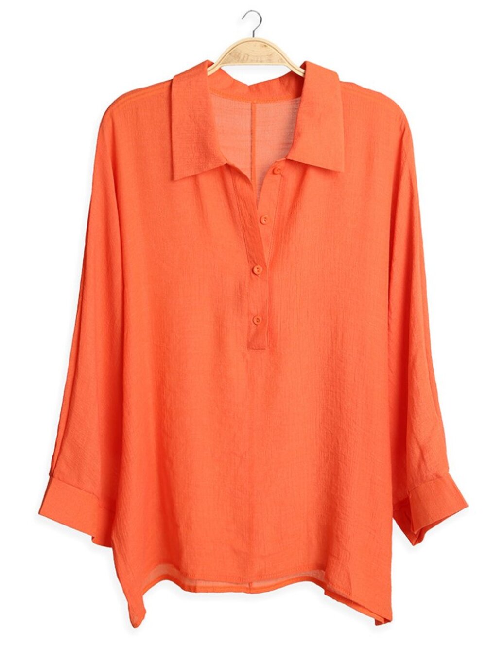 Casual Sheer Half Button-Up Shirt Top